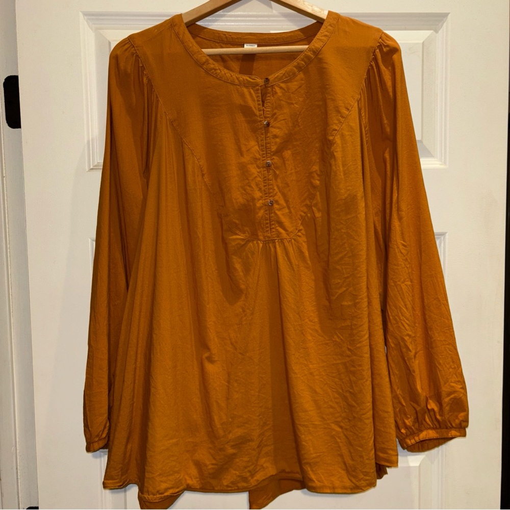 Old Navy Shirt XXL Bib Front Women’s Button Tunic Pumpkin Gold Mustard
